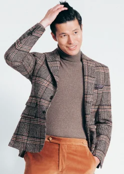 Paul Stuart The Cashmere Shop|Sweaters^Cashmere Turtleneck With Suede Gun Patch Tobacco