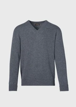 Paul Stuart The Cashmere Shop|Sweaters^Classic Cashmere Double Ply V-Neck Sweater Granite