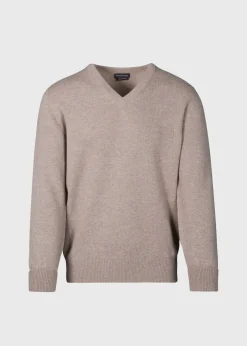 Paul Stuart The Cashmere Shop|Sweaters^Classic Cashmere Double Ply V-Neck Sweater Dark Natural