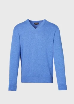 Paul Stuart The Cashmere Shop|Sweaters^Classic Cashmere Double Ply V-Neck Sweater Ice Blue