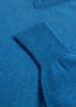 Paul Stuart The Cashmere Shop|Sweaters^Classic Cashmere Double Ply V-Neck Sweater Ocean Blue