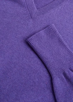 Paul Stuart The Cashmere Shop|Sweaters^Classic Cashmere Double Ply V-Neck Sweater Grape