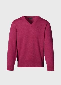 Paul Stuart The Cashmere Shop|Sweaters^Classic Cashmere Double Ply V-Neck Sweater Dark Pink