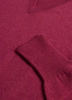 Paul Stuart The Cashmere Shop|Sweaters^Classic Cashmere Double Ply V-Neck Sweater Dark Pink