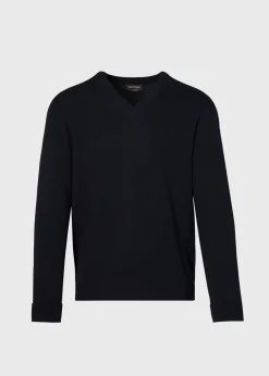 Paul Stuart The Cashmere Shop|Sweaters^Classic Cashmere Double Ply V-Neck Sweater Black