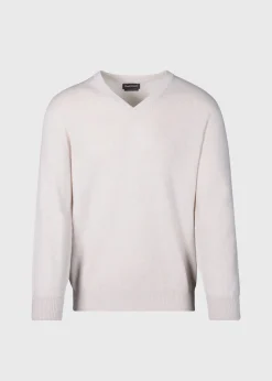 Paul Stuart The Cashmere Shop|Sweaters^Classic Cashmere Double Ply V-Neck Sweater Oatmeal