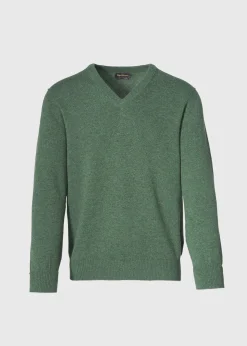 Paul Stuart The Cashmere Shop|Sweaters^Classic Cashmere Double Ply V-Neck Sweater Olive