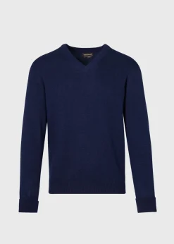 Paul Stuart The Cashmere Shop|Sweaters^Classic Cashmere Double Ply V-Neck Sweater Navy