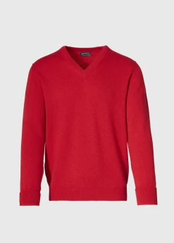 Paul Stuart The Cashmere Shop|Sweaters^Classic Cashmere Double Ply V-Neck Sweater Red