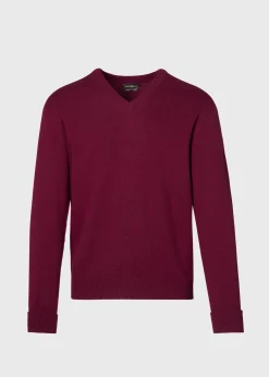 Paul Stuart The Cashmere Shop|Sweaters^Classic Cashmere Double Ply V-Neck Sweater Burgundy