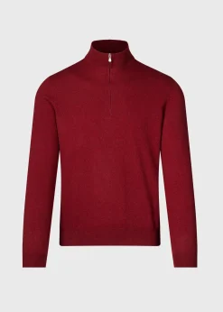 Paul Stuart The Cashmere Shop|Sweaters^Classic Cashmere Quarter Zip Sweater Cranberry