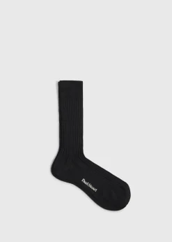 Paul Stuart Socks^Classic Cotton Ribbed Sock Black