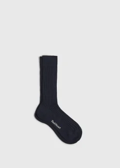 Paul Stuart Socks^Classic Cotton Ribbed Sock Navy