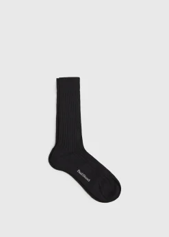 Paul Stuart Socks|Formal Shop^Classic Merino Wool Ribbed Sock Black