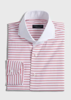 Paul Stuart Formal Shop^Contrast Collar Horizontal Stripe Dress Shirt White/Red