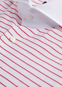 Paul Stuart Formal Shop^Contrast Collar Horizontal Stripe Dress Shirt White/Red