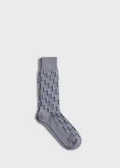Paul Stuart Socks^Cotton & Cashmere Blend Zig Zag Sock Grey