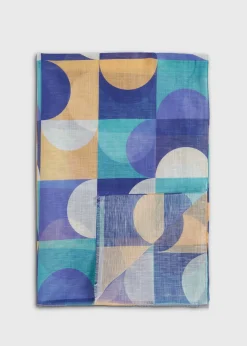 Paul Stuart Scarves, Hats, Gloves^Cotton & Linen Abstract Print Scarf Blue/Turquoise