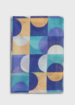 Paul Stuart Scarves, Hats, Gloves^Cotton & Linen Abstract Print Scarf Blue/Turquoise