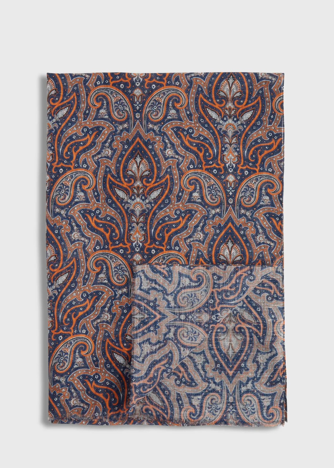 Paul Stuart Scarves, Hats, Gloves^Cotton & Linen Paisley Print Scarf Orange