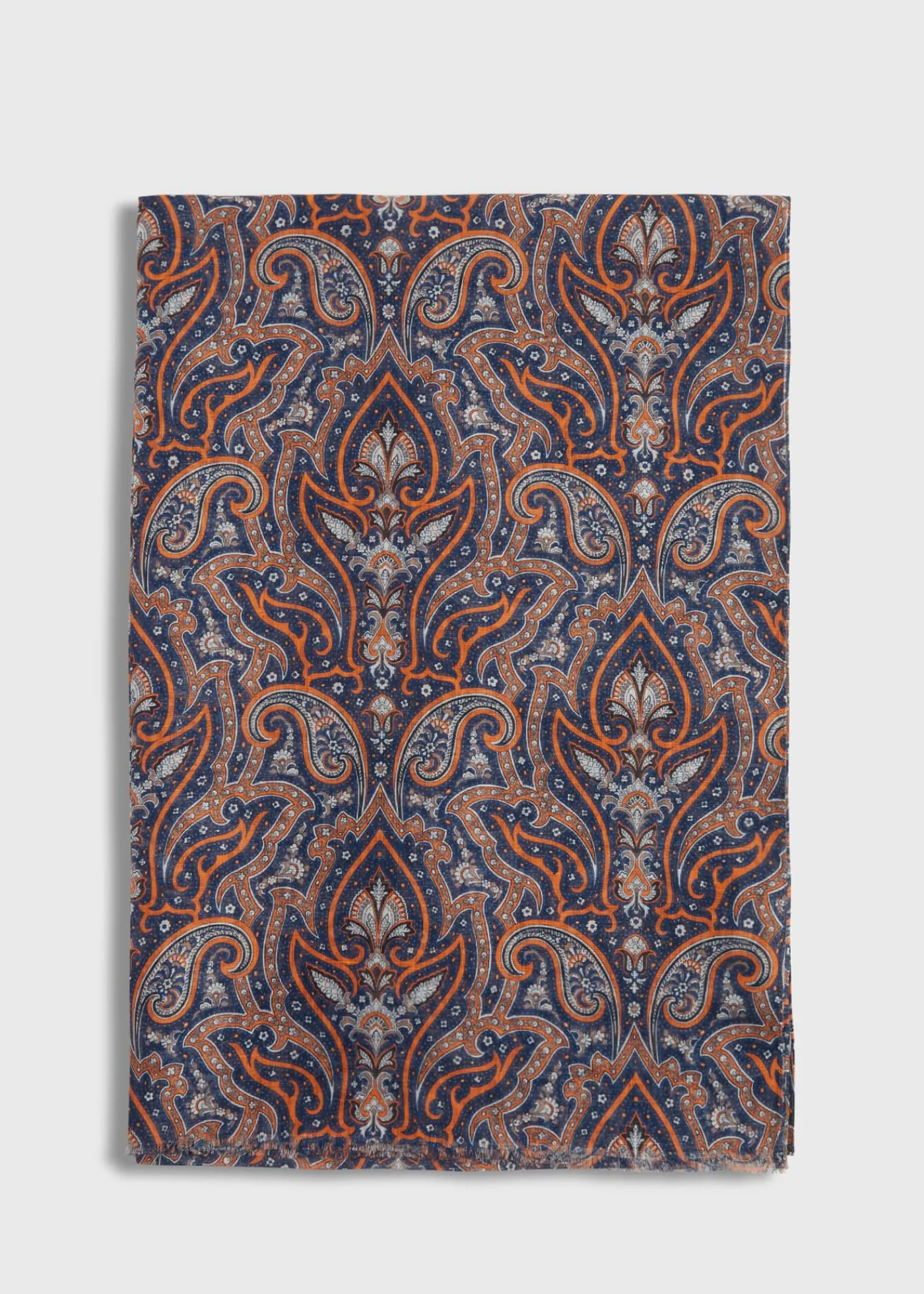 Paul Stuart Scarves, Hats, Gloves^Cotton & Linen Paisley Print Scarf Orange