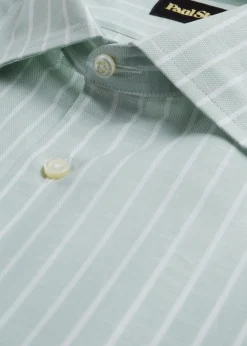 Paul Stuart Dress Shirts^Cotton & Linen Striped Dress Shirt Sage