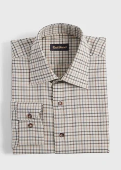 Paul Stuart Sport Shirts^Cotton & Wool Flannel Tattersall Sport Shirt Brown