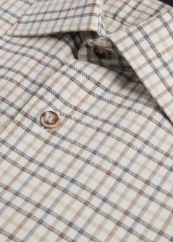 Paul Stuart Sport Shirts^Cotton & Wool Flannel Tattersall Sport Shirt Brown