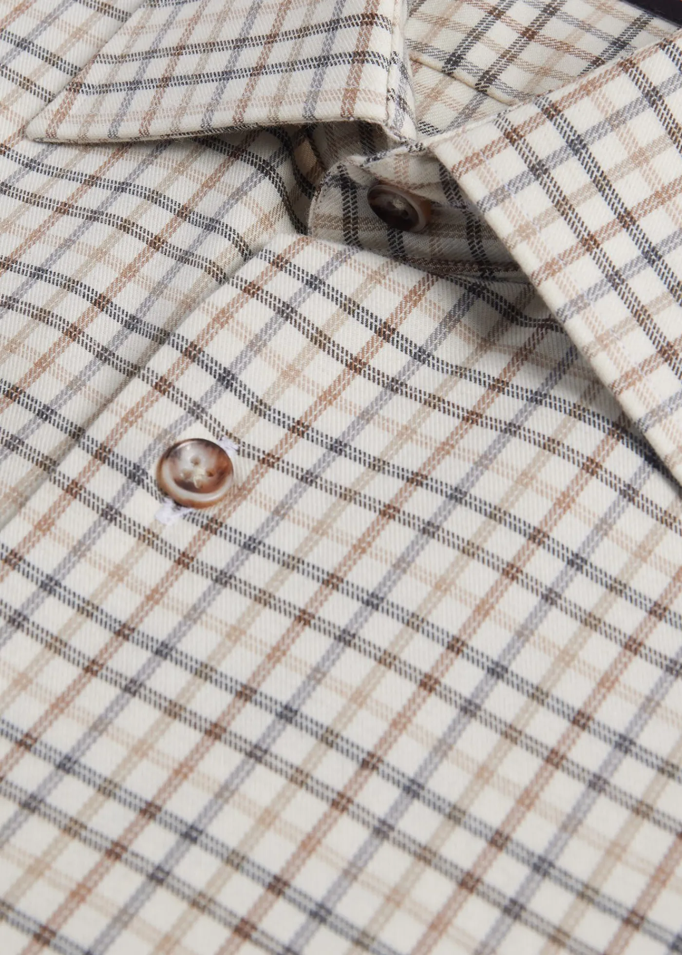 Paul Stuart Sport Shirts^Cotton & Wool Flannel Tattersall Sport Shirt Brown