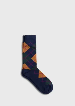 Paul Stuart Socks^Cotton Blend Argyle Sock Navy
