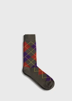 Paul Stuart Socks^Cotton Blend Argyle Sock Olive