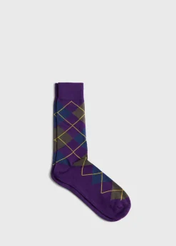 Paul Stuart Socks^Cotton Blend Argyle Sock Purple