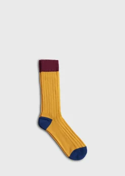 Paul Stuart Socks^Cotton Blend Ribbed Sock Gold