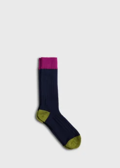 Paul Stuart Socks^Cotton Blend Ribbed Sock Navy