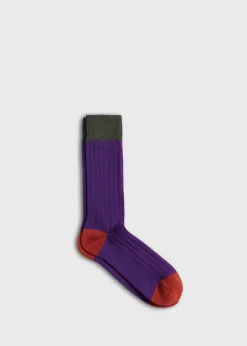 Paul Stuart Socks^Cotton Blend Ribbed Sock Purple