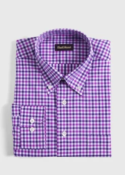 Paul Stuart Sport Shirts^Cotton Check Sport Shirt Purple