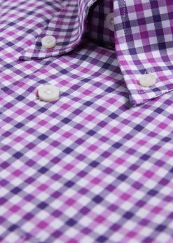Paul Stuart Sport Shirts^Cotton Check Sport Shirt Purple