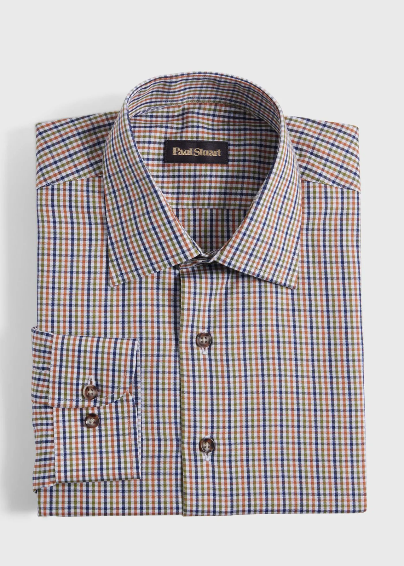Paul Stuart Sport Shirts^Cotton Check Sport Shirt Olive