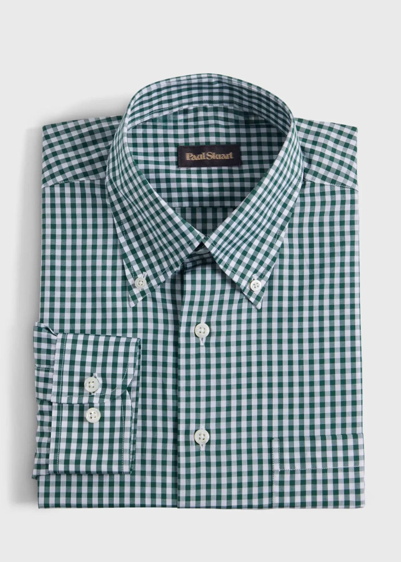 Paul Stuart Sport Shirts^Cotton Classic Gingham Sport Shirt Dark Green