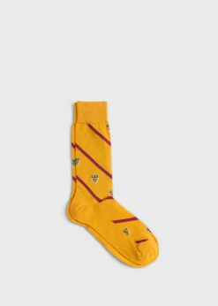 Paul Stuart Socks^Cotton Crest Motif Sock Gold