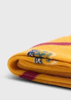 Paul Stuart Socks^Cotton Crest Motif Sock Gold