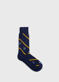 Paul Stuart Socks^Cotton Crest Motif Sock Navy