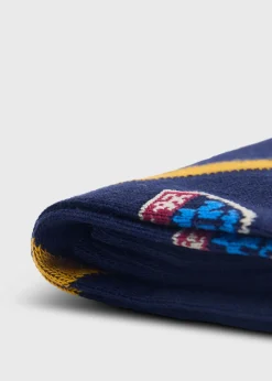 Paul Stuart Socks^Cotton Crest Motif Sock Navy