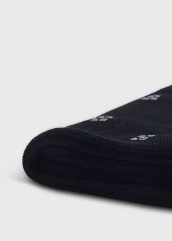 Paul Stuart Socks^Cotton Deco Motif Sock Black
