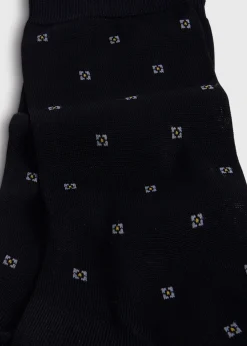 Paul Stuart Socks^Cotton Deco Motif Sock Black