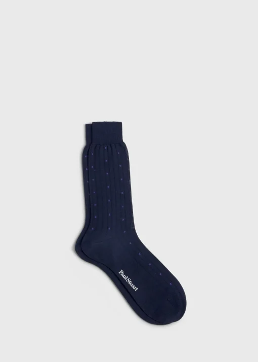 Paul Stuart Socks^Cotton Deco Sock Navy/Purple