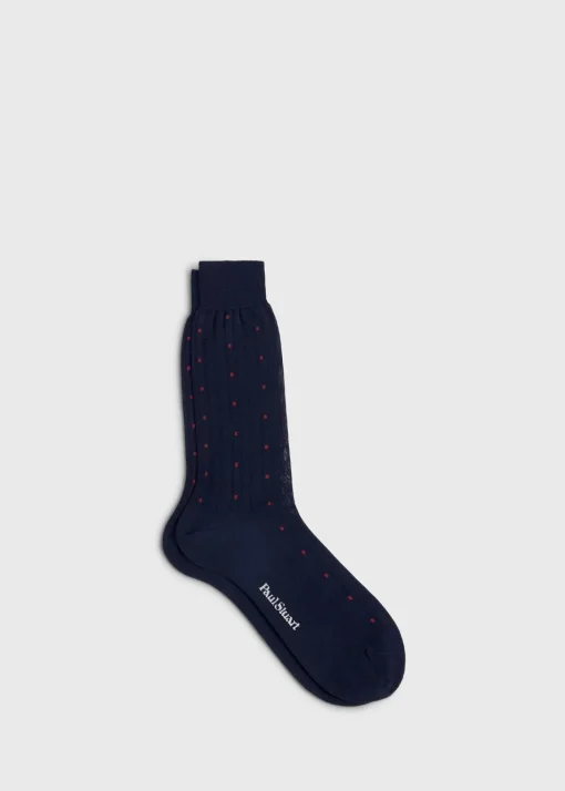 Paul Stuart Socks^Cotton Deco Sock Navy/Red
