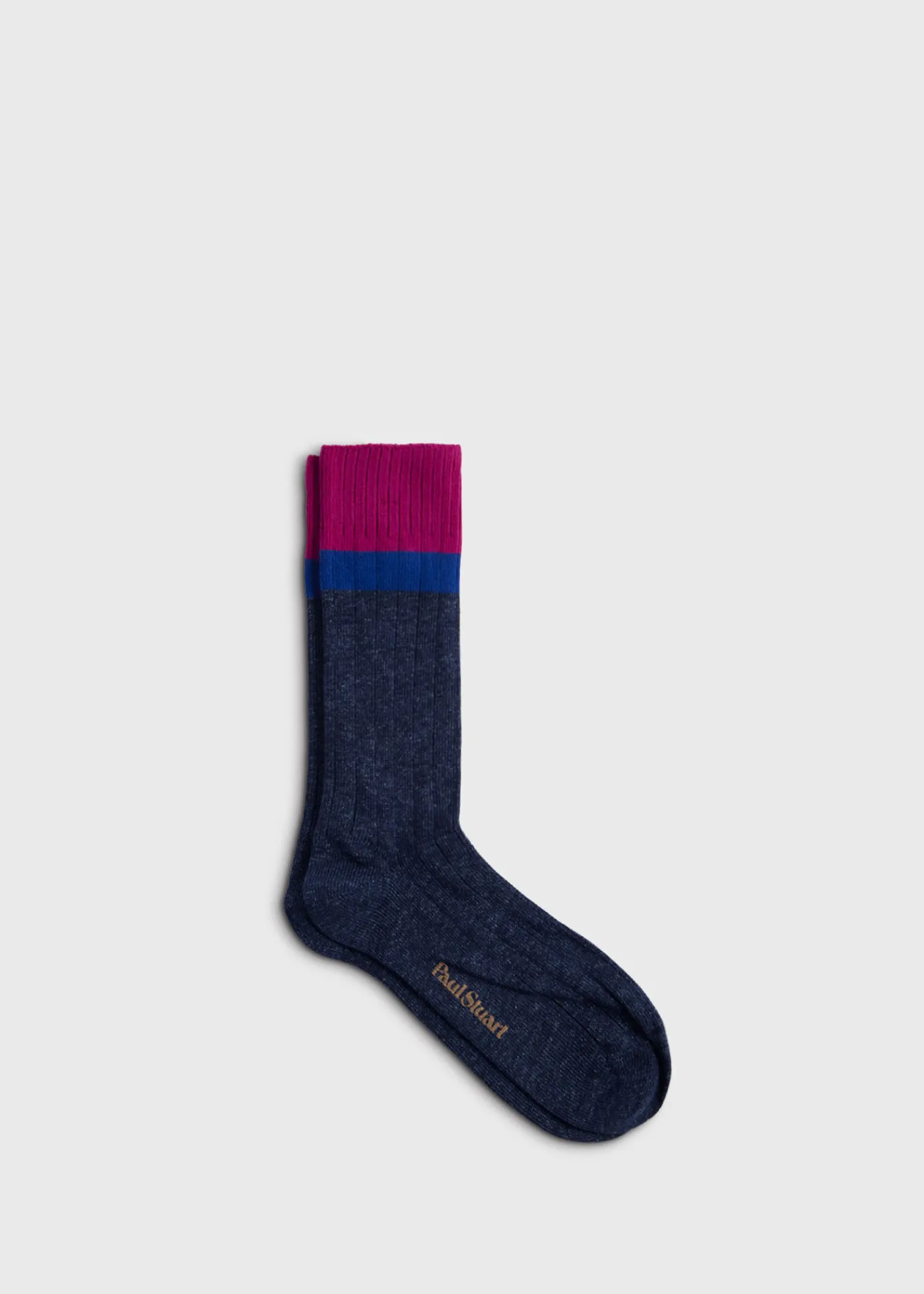 Paul Stuart Socks^Cotton Denim Melange Sport Sock Berry