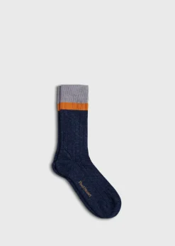 Paul Stuart Socks^Cotton Denim Melange Sport Sock Light Grey