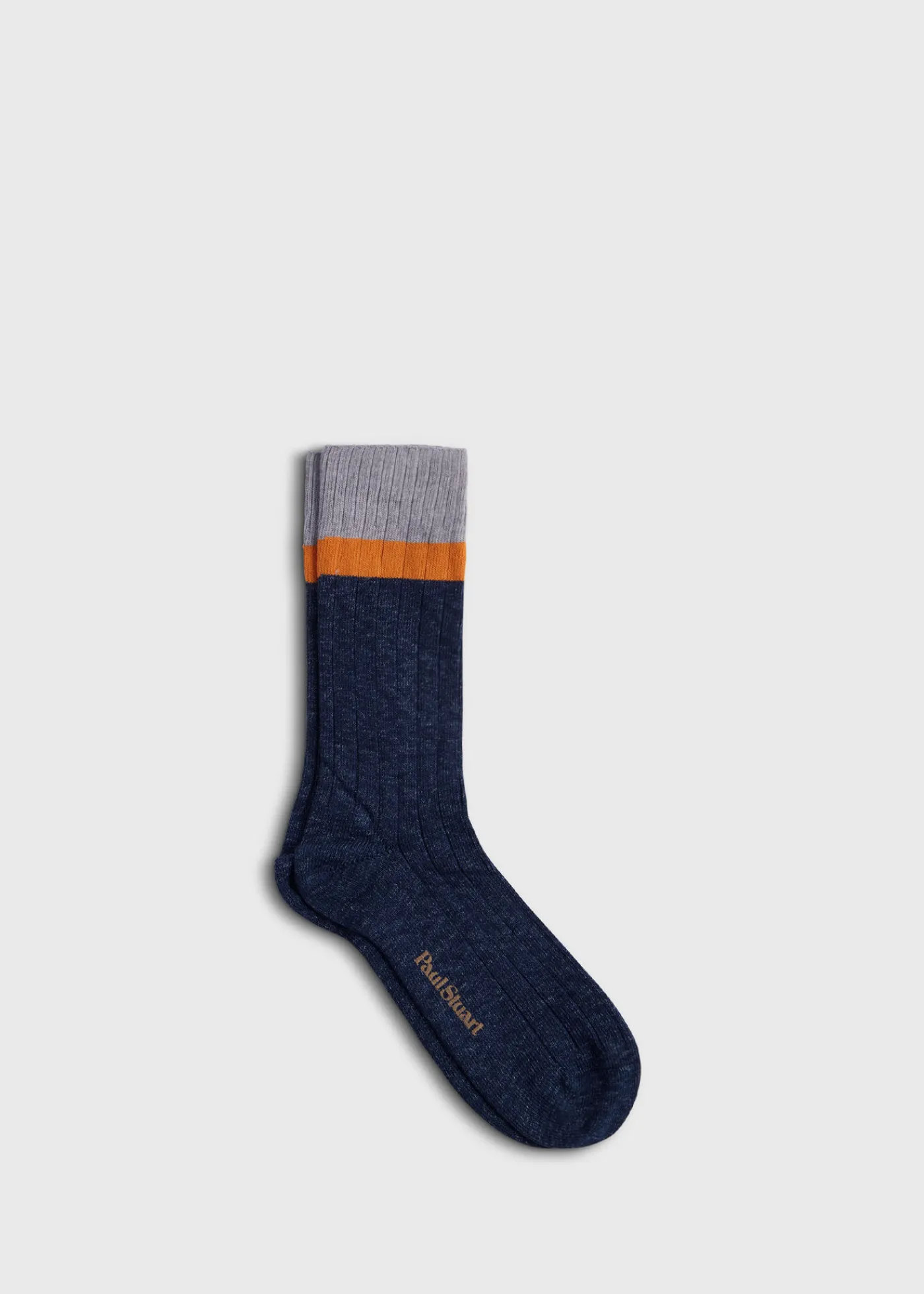 Paul Stuart Socks^Cotton Denim Melange Sport Sock Light Grey